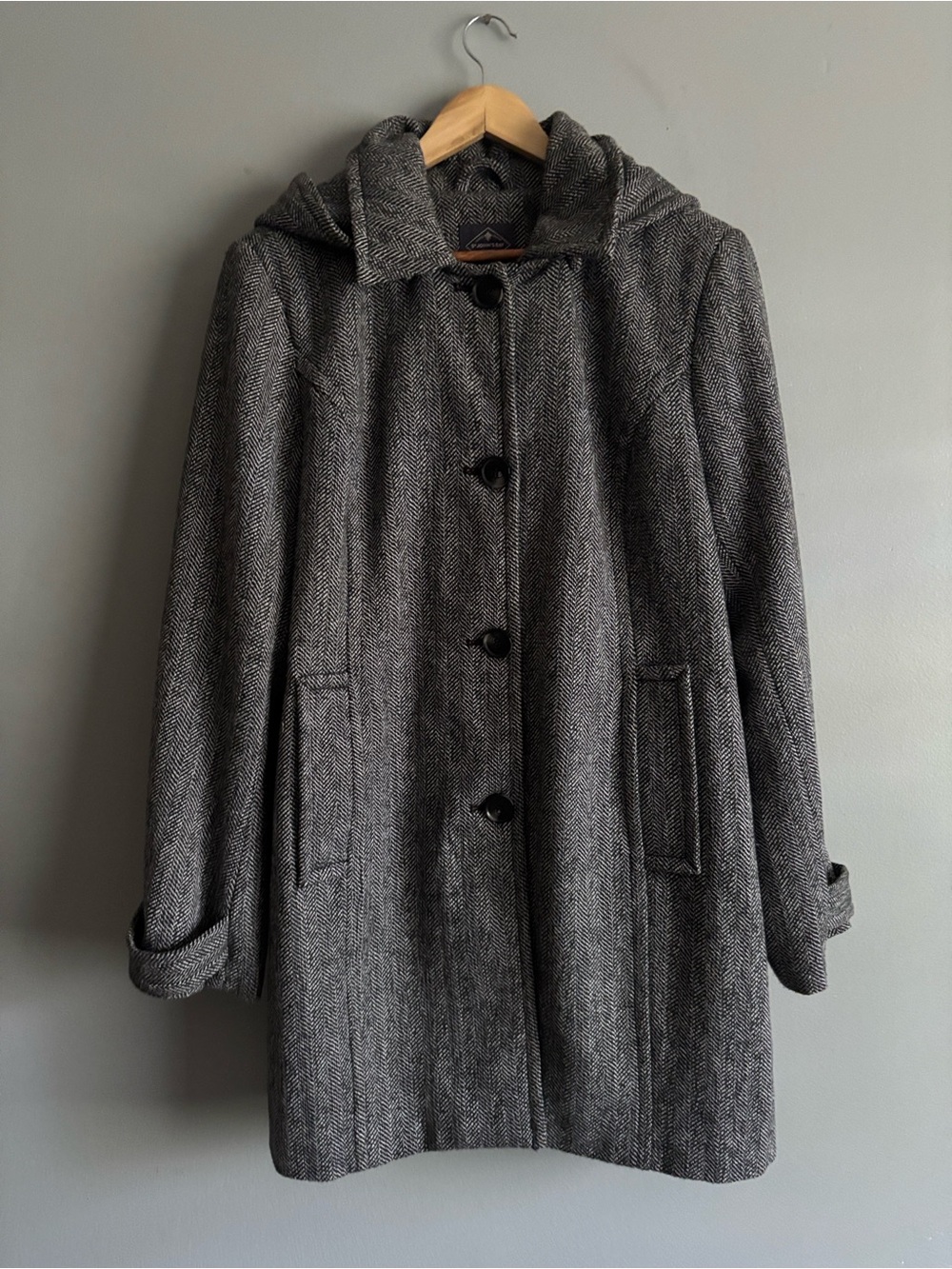 St. John's Bay Charcoal Herringbone Hooded Pea Coat